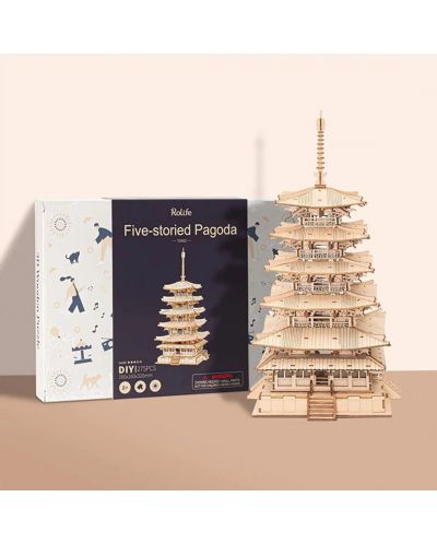 Ξύλινο 3D παζλ Robo Time 275 κομμάτια - Five-storied pagoda - 3